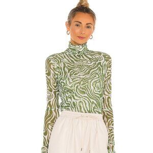 Woodblock Zebra Shirred Turtleneck Cinq a Sept
